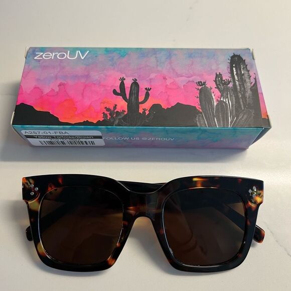 NWOT- brown tortious shell square large Celine look a like sunglasses - Picture 3 of 4